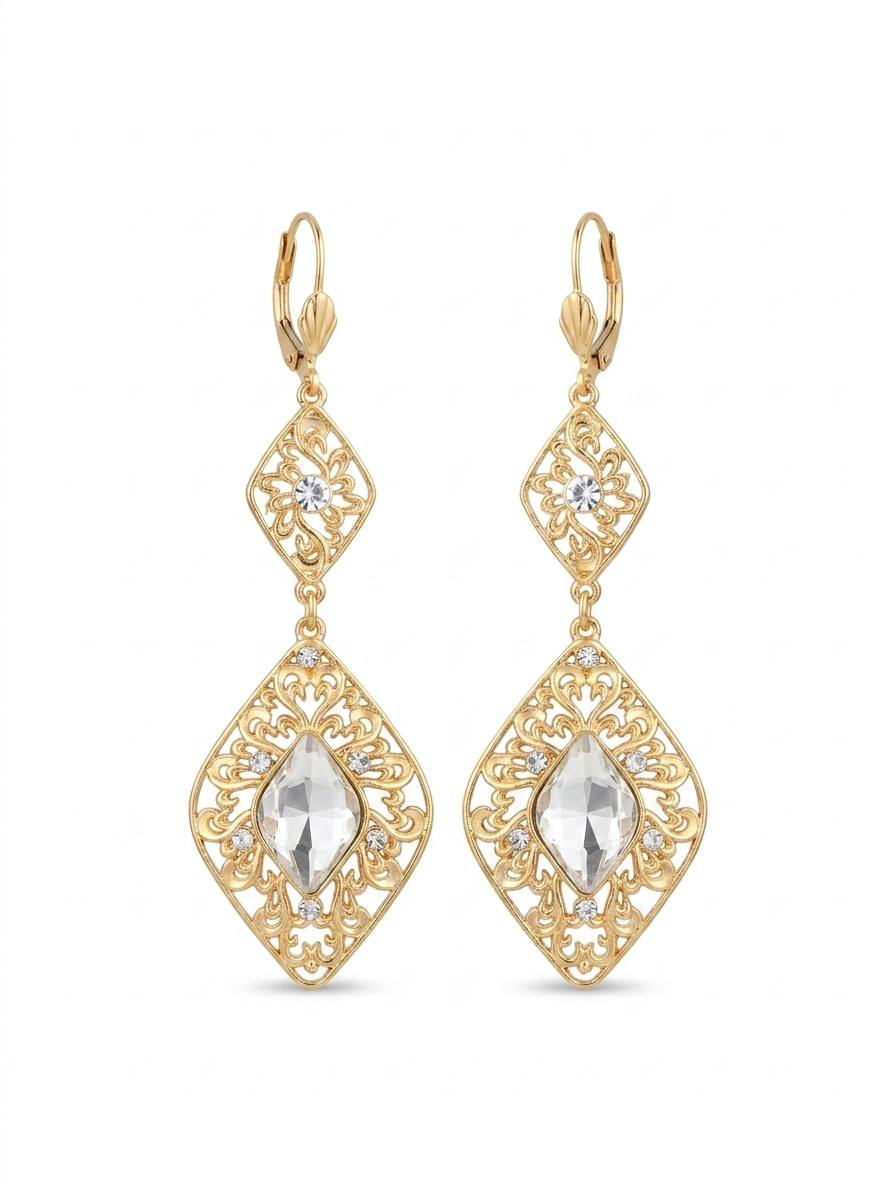 Boucles d'Oreilles Pendantes Style Oriental - main white
