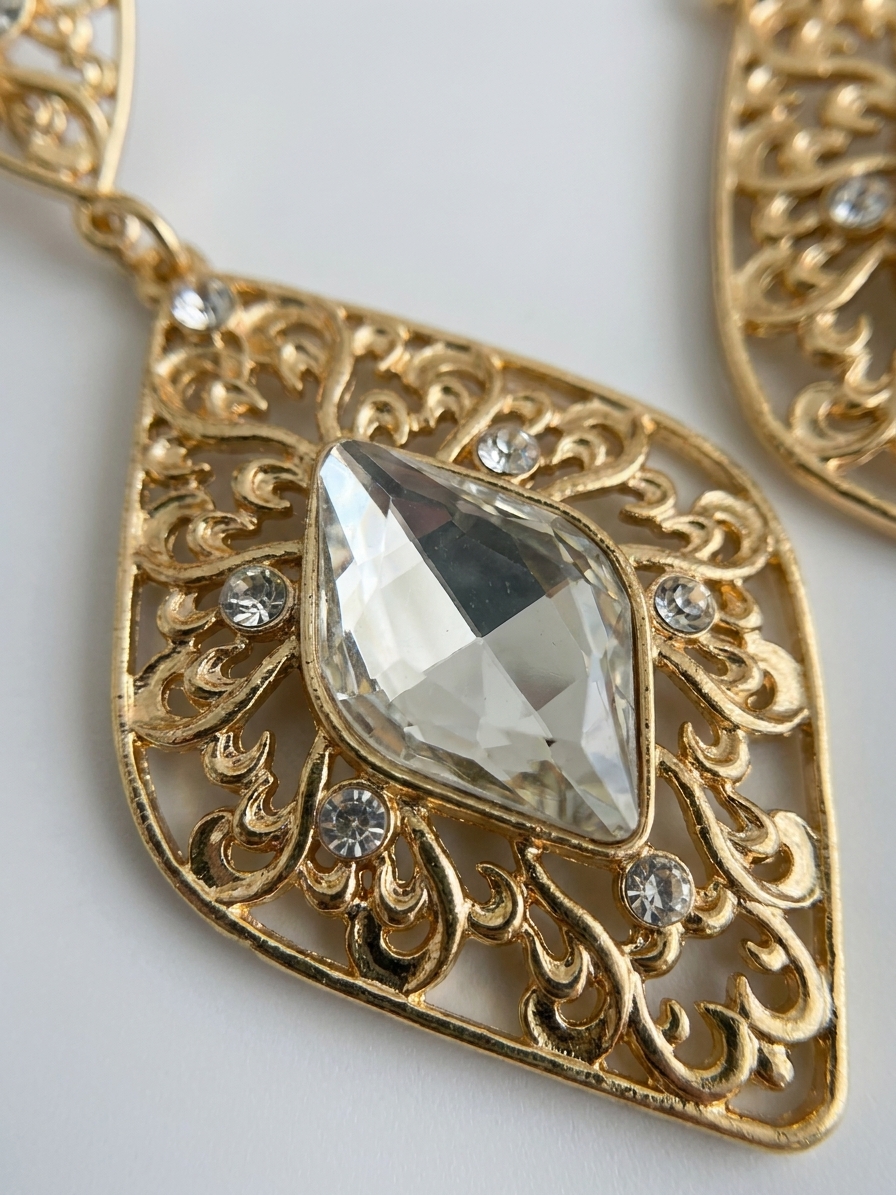 Boucles d'Oreilles Pendantes Style Oriental - detail zoom
