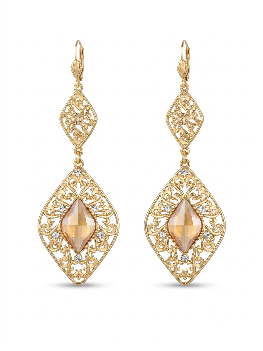 Boucles d'Oreilles Pendantes Style Oriental - main white