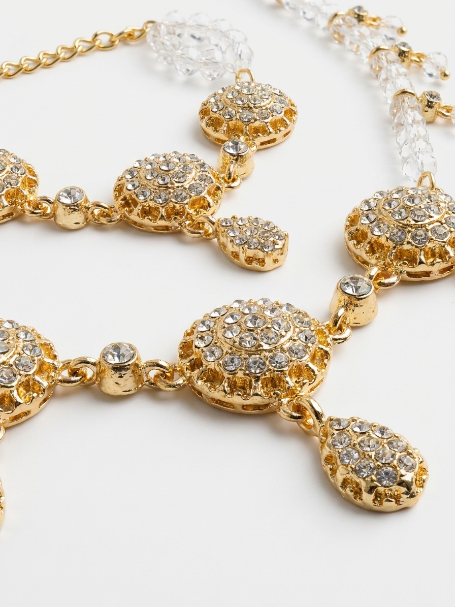 Parure de Bijoux Scintillante aux Motifs Gouttes - detail zoom