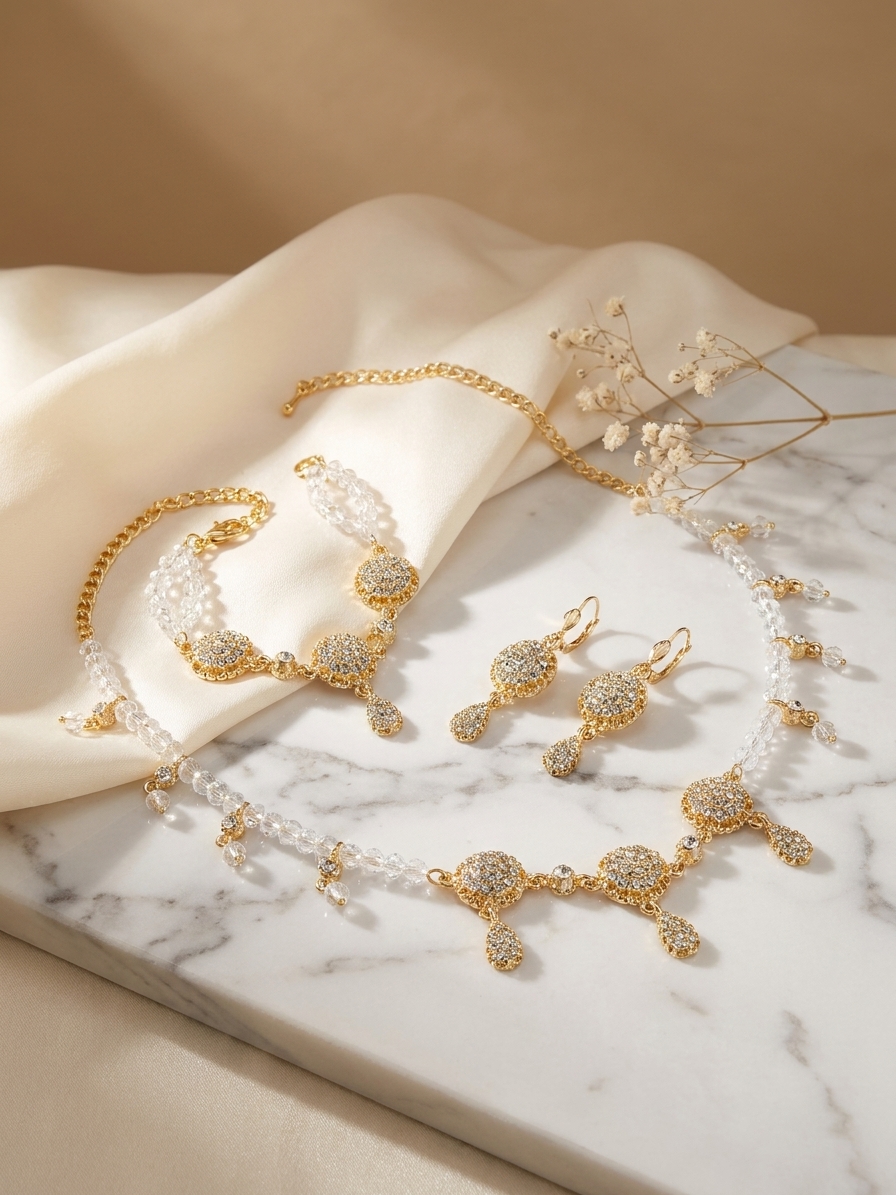 Parure de Bijoux Scintillante aux Motifs Gouttes - lifestyle