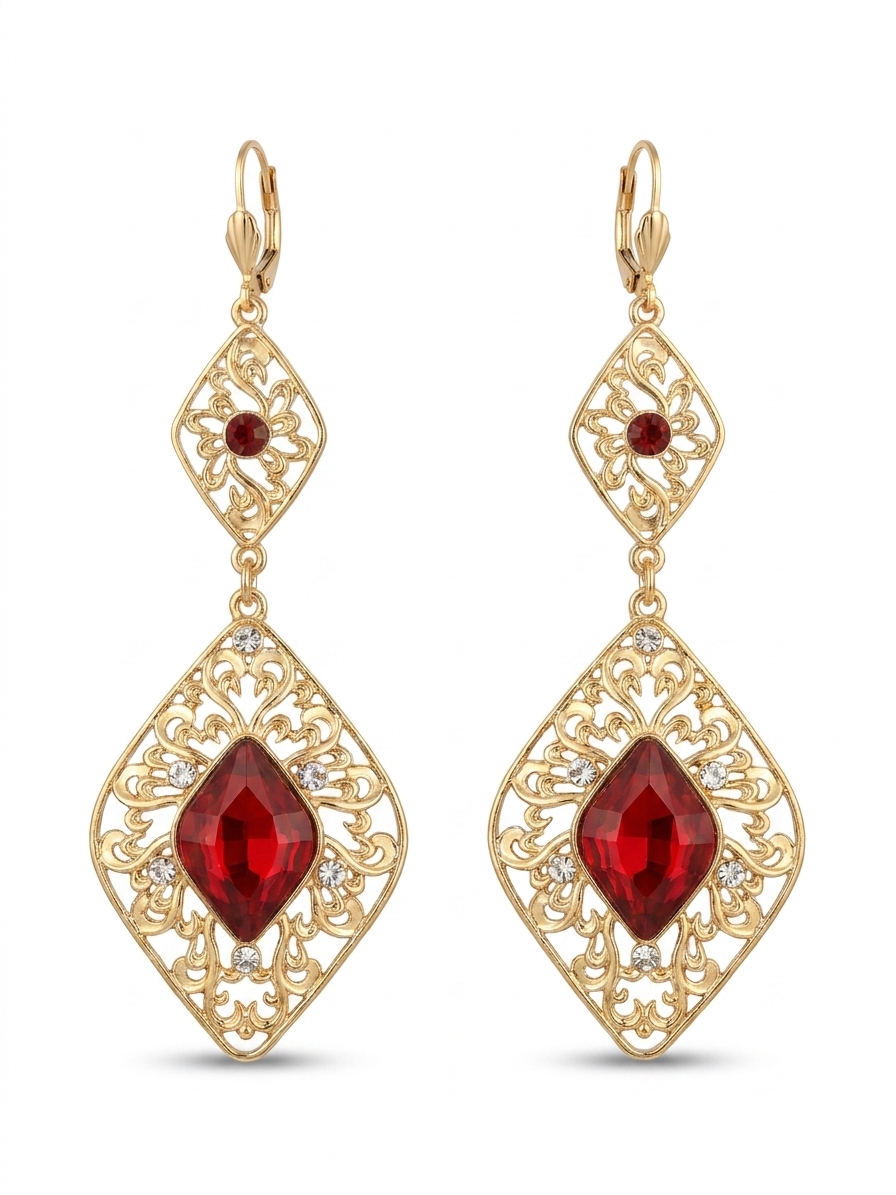Boucles d'Oreilles Pendantes Style Oriental - main white