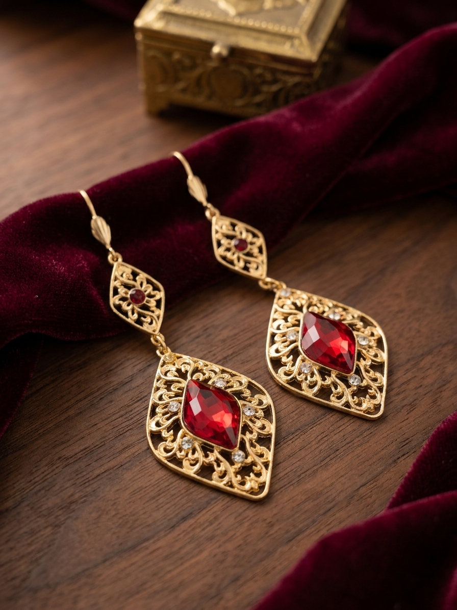 Boucles d'Oreilles Pendantes Style Oriental - lifestyle