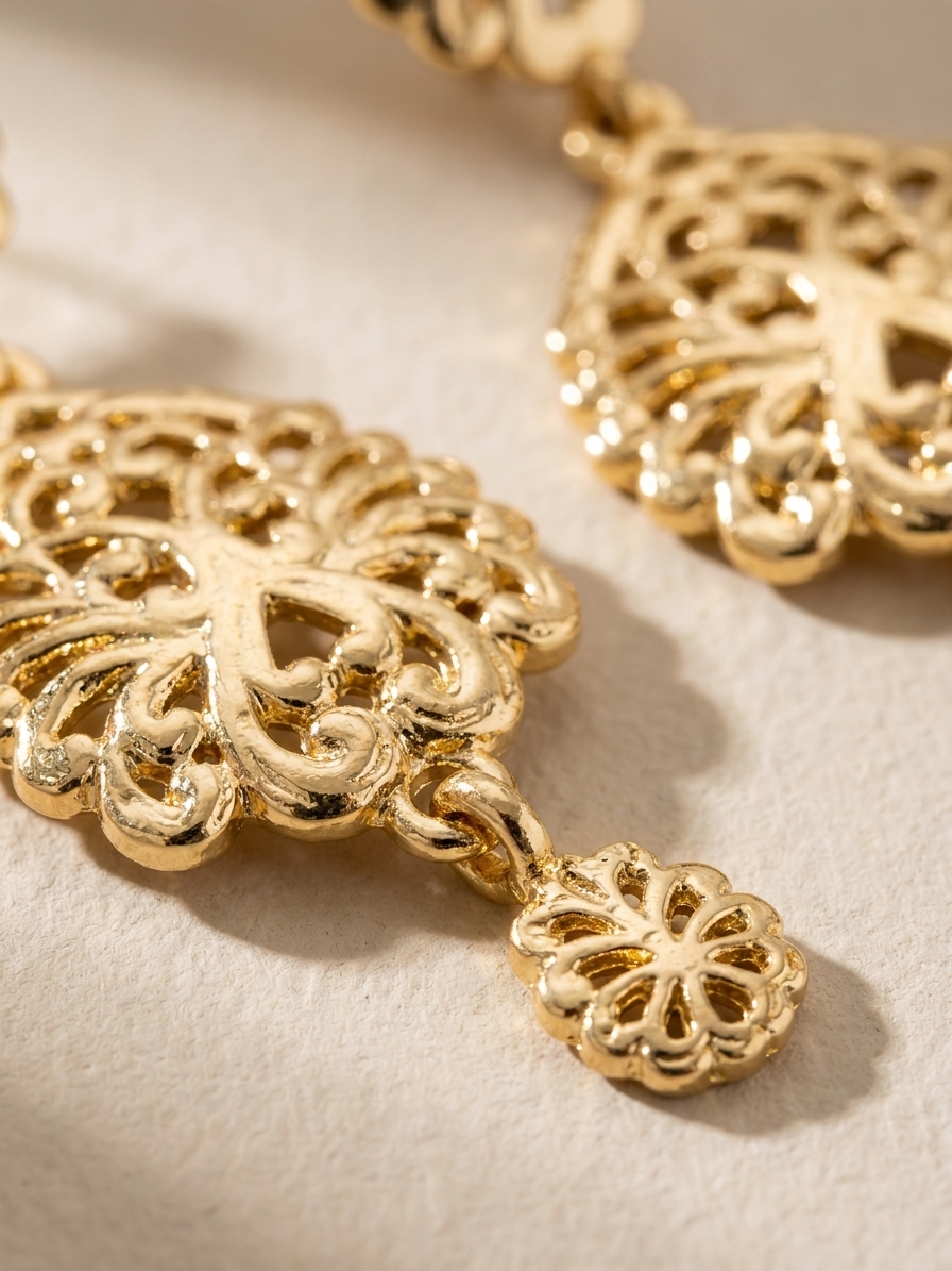 Boucles Pendantes Ajourées - detail zoom