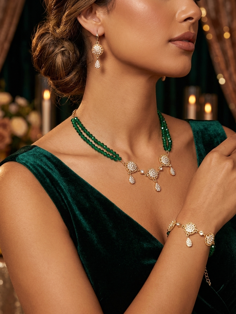 Parure de Bijoux Orientale aux Détails Scintillants - worn festive