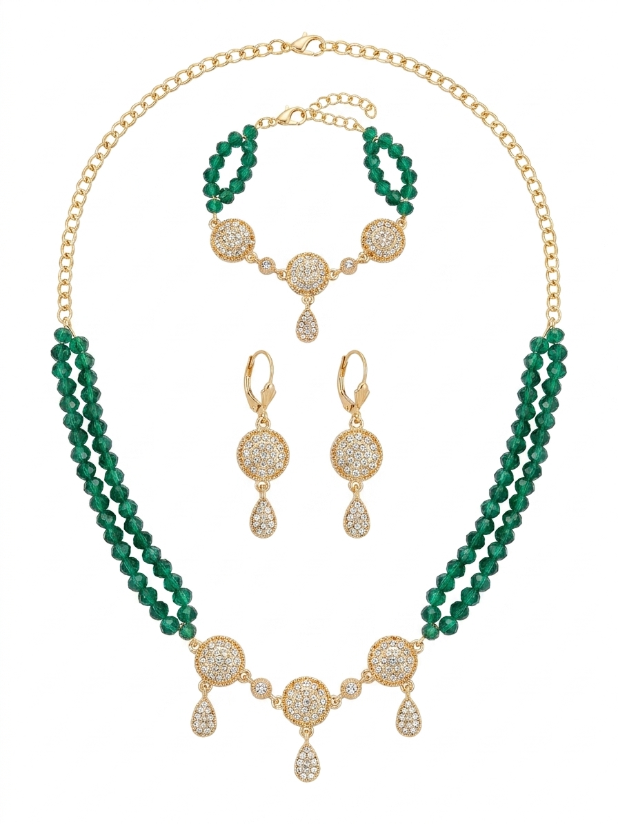 Parure de Bijoux Orientale aux Détails Scintillants - main white