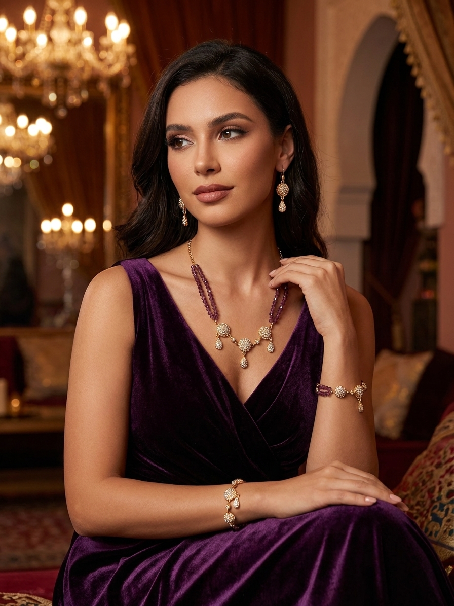 Parure de Bijoux Orientale aux Détails Scintillants - worn festive