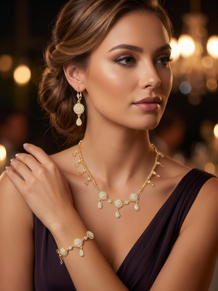 Parure de Bijoux Scintillante au Style Oriental - worn festive