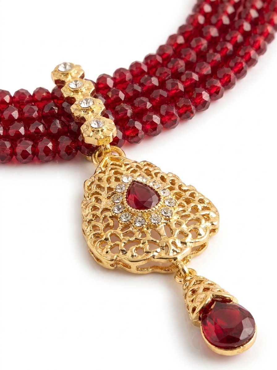 Collier Multi-Rangs avec Pendentif Filigrane - detail zoom