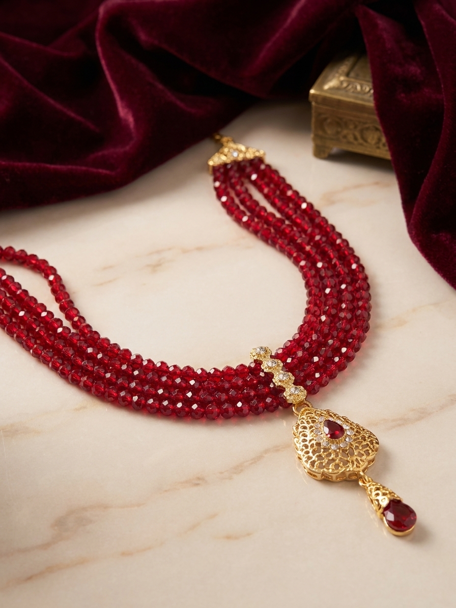 Collier Multi-Rangs avec Pendentif Filigrane - lifestyle