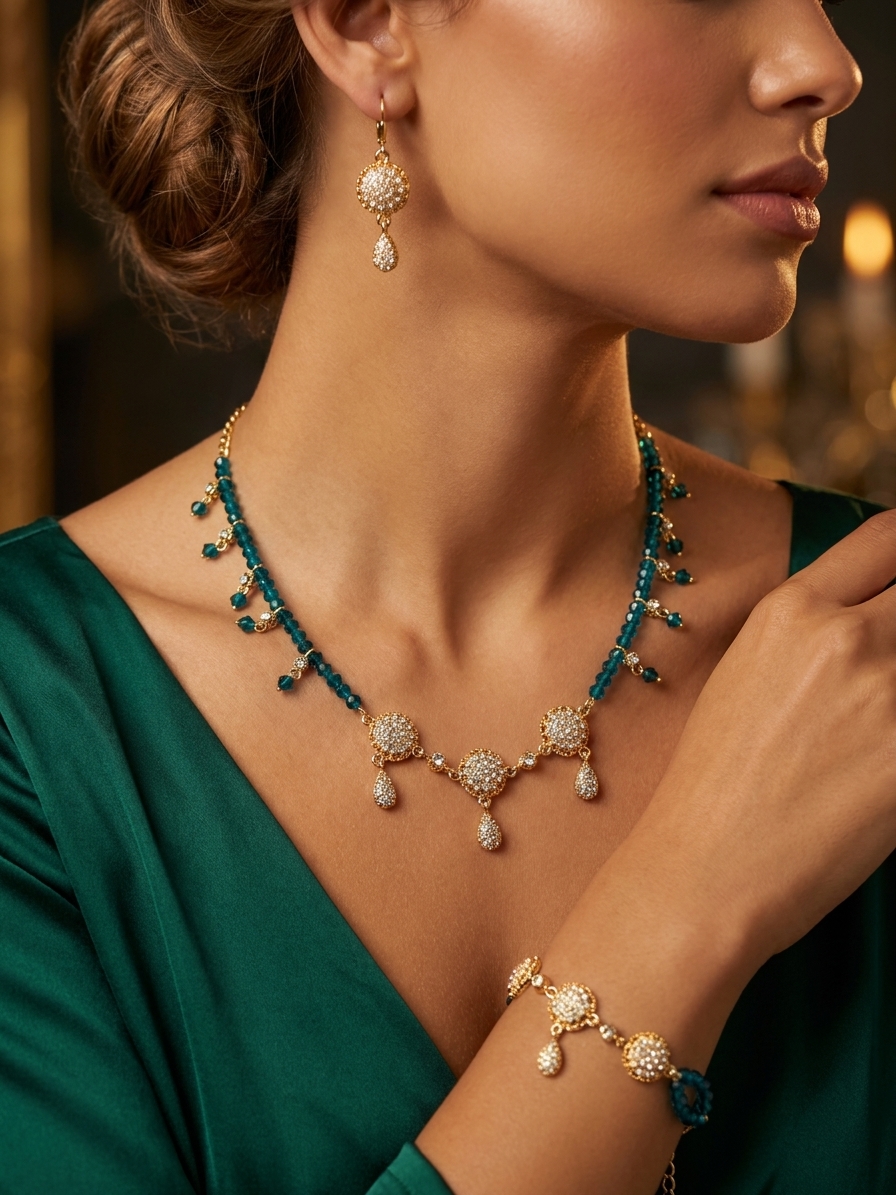 Parure de Bijoux Scintillante au Style Oriental - worn festive