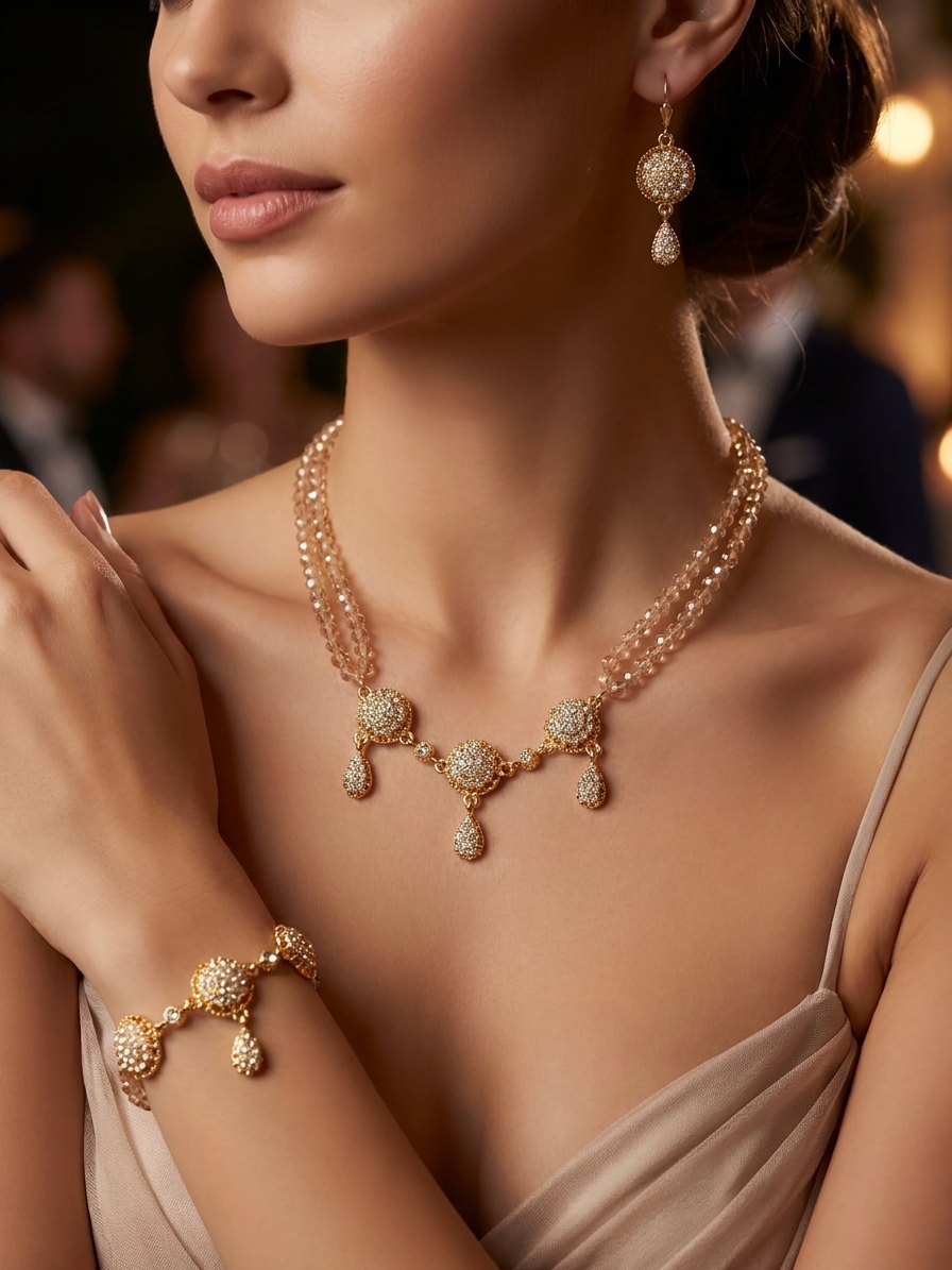 Parure de Bijoux Orientale aux Détails Scintillants - worn festive