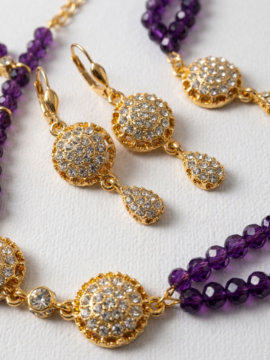 Parure de Bijoux Scintillante au Style Oriental - detail zoom