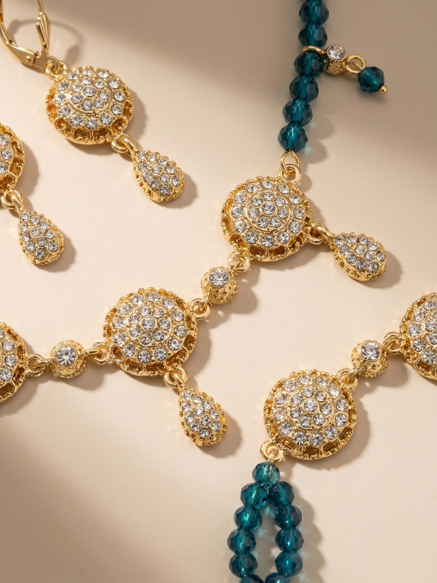 Parure de Bijoux Scintillante au Style Oriental - detail zoom
