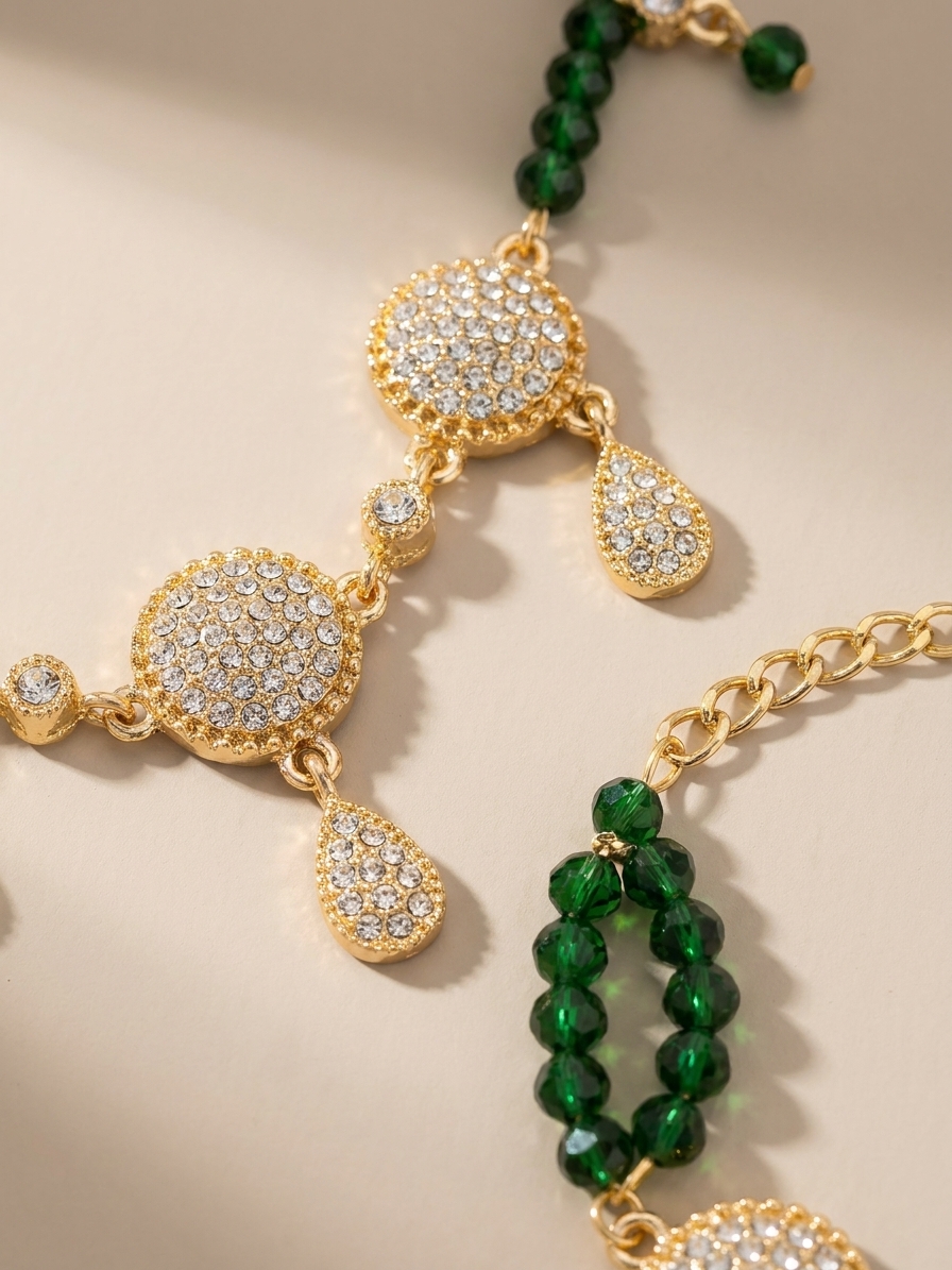 Parure de Bijoux Scintillante au Style Oriental - detail zoom