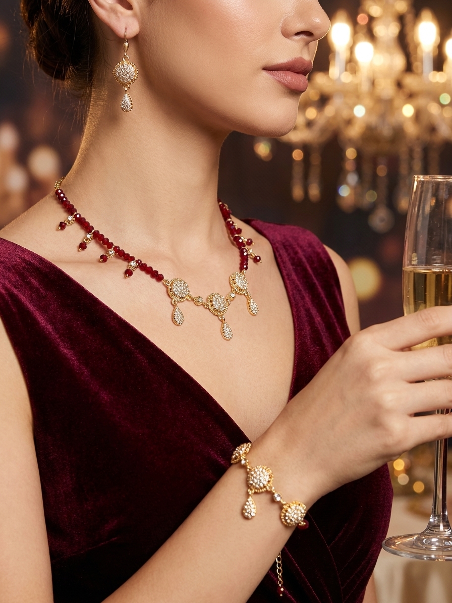 Parure de Bijoux Scintillante au Style Oriental - worn festive