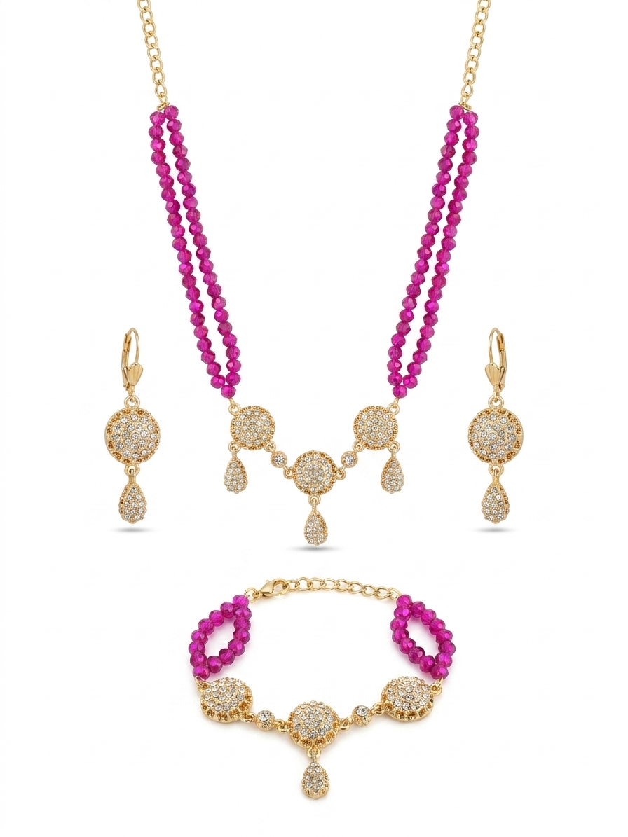 Parure de Bijoux Orientale aux Détails Scintillants - main white