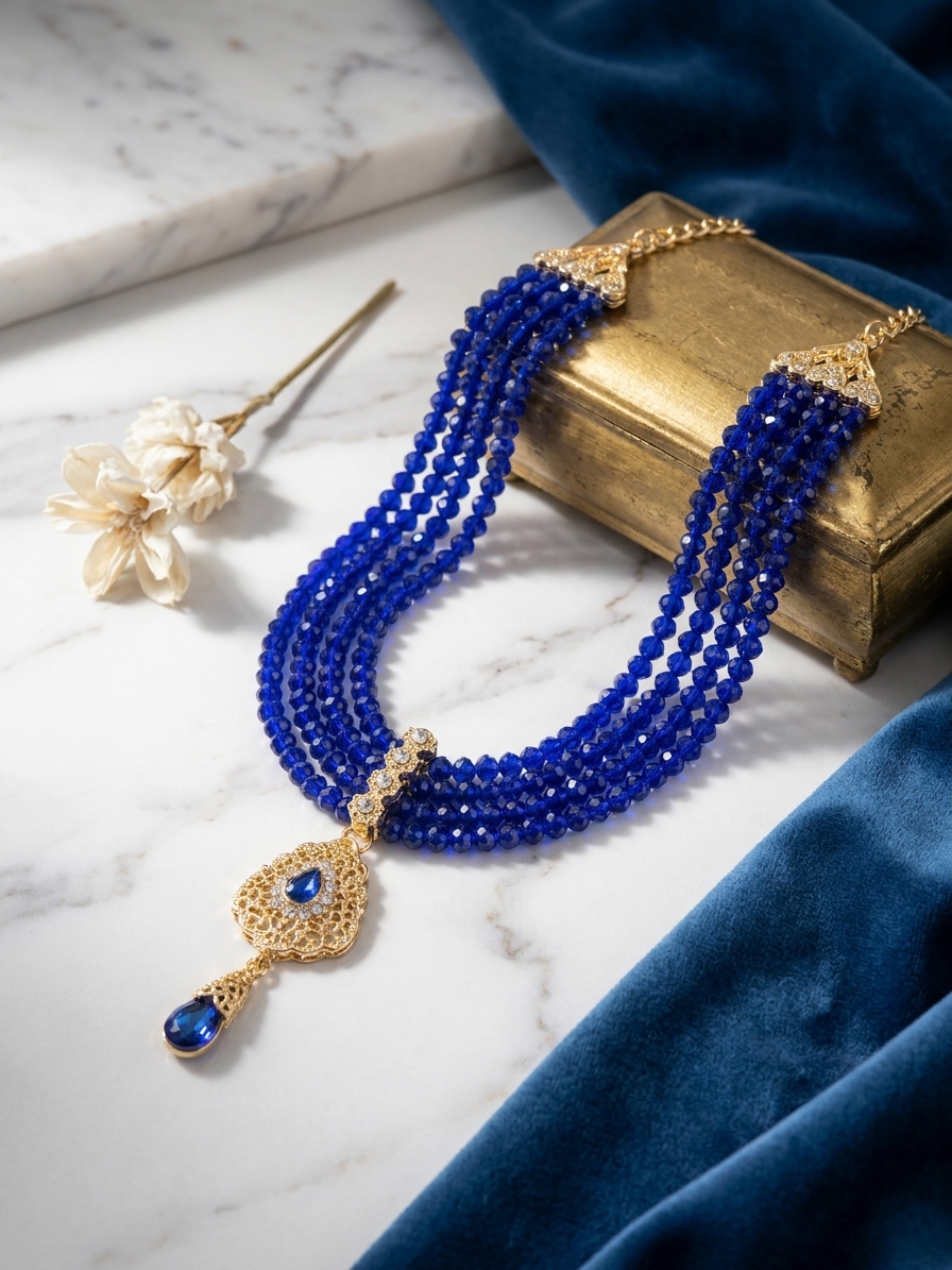 Collier Plastron Multi-Rangs avec Pendentif Filigrane - lifestyle