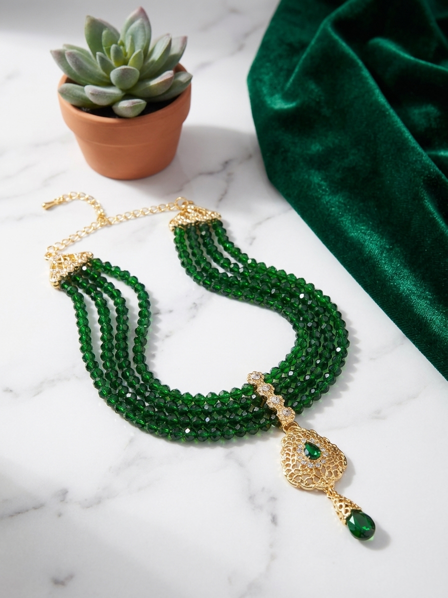 Collier Plastron Multi-Rangs avec Pendentif Filigrane - lifestyle