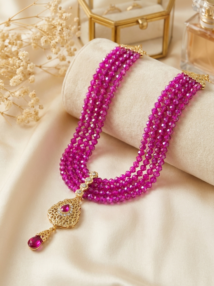 Collier Plastron Multi-Rangs avec Pendentif Filigrane - lifestyle