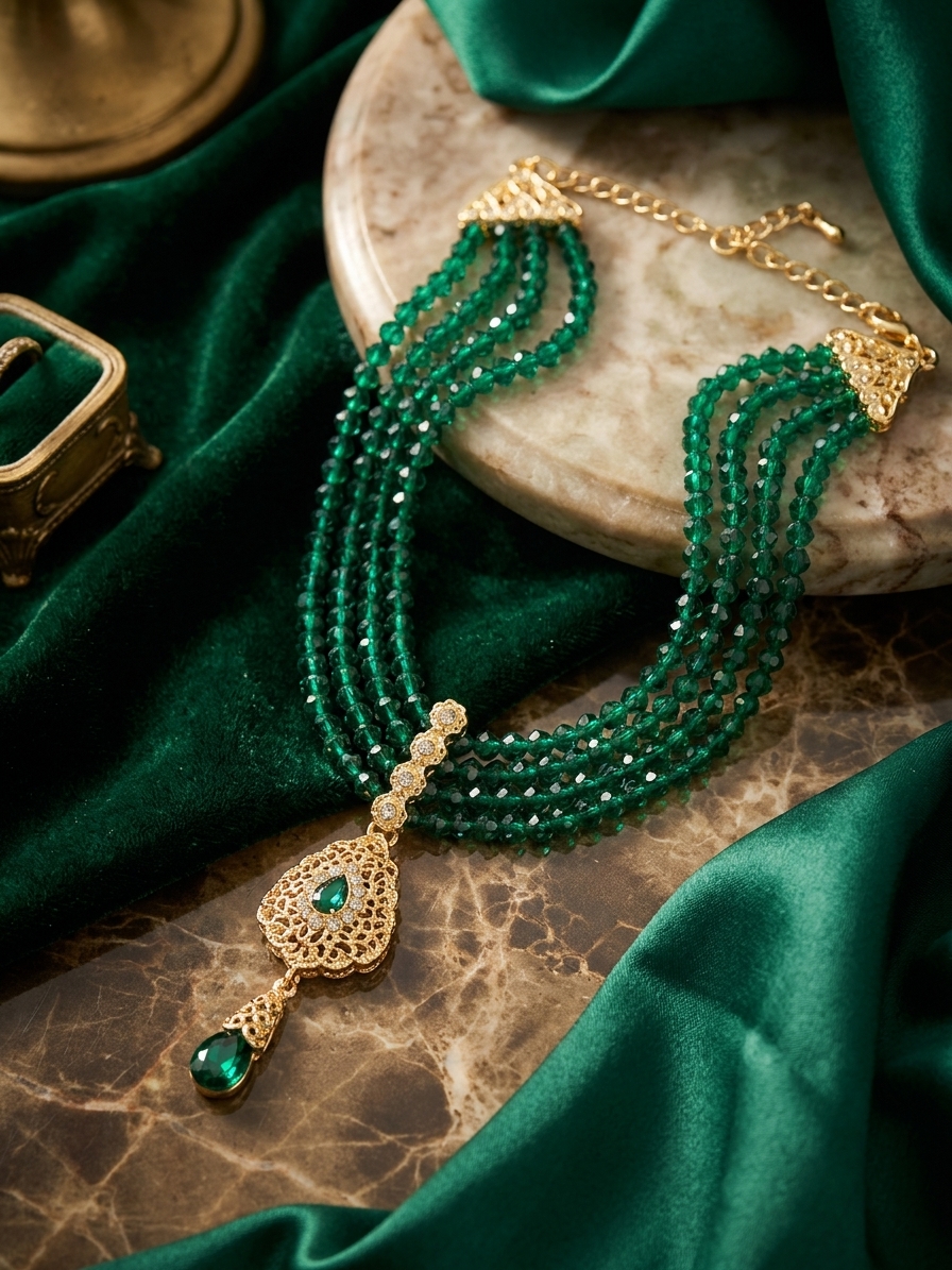 Collier Plastron Multi-Rangs avec Pendentif Filigrane - lifestyle
