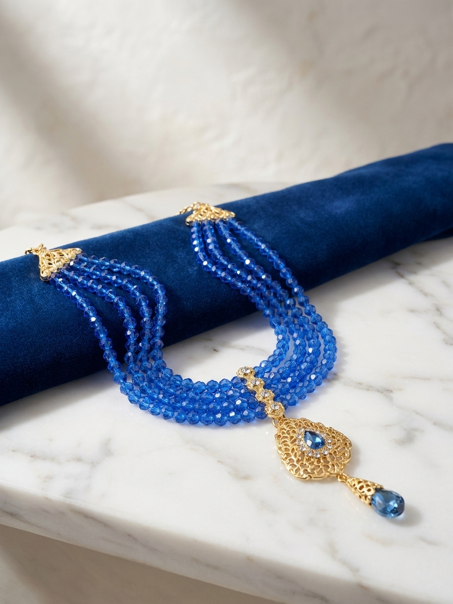 Collier Plastron Multi-Rangs avec Pendentif Filigrane - lifestyle