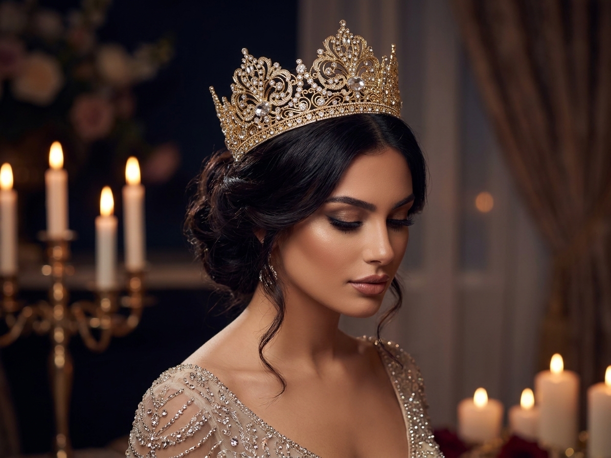 Couronne Majestueuse en Strass - worn festive