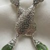 Articulated Filigree Statement Earrings Almond Green - zoom detail