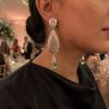 Articulated Filigree Statement Earrings Almond Green - vue portee
