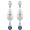 Articulated Filigree Statement Earrings Baby blue - packshot fond blanc