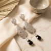 Articulated Filigree Statement Earrings Black - lifestyle