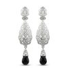 Articulated Filigree Statement Earrings Black - packshot fond blanc