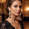 Articulated Filigree Statement Earrings Black - vue portee