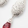 Articulated Filigree Statement Earrings Bordeaux - zoom detail