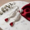 Articulated Filigree Statement Earrings Bordeaux - lifestyle