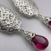 Articulated Filigree Statement Earrings Fuchsia - zoom detail