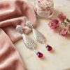 Articulated Filigree Statement Earrings Fuchsia - lifestyle