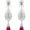 Articulated Filigree Statement Earrings Fuchsia - packshot fond blanc