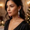Articulated Filigree Statement Earrings Fuchsia - vue portee
