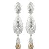 Articulated Filigree Statement Earrings Gold/Taupe - packshot fond blanc