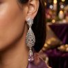 Articulated Filigree Statement Earrings Lilac - vue portee