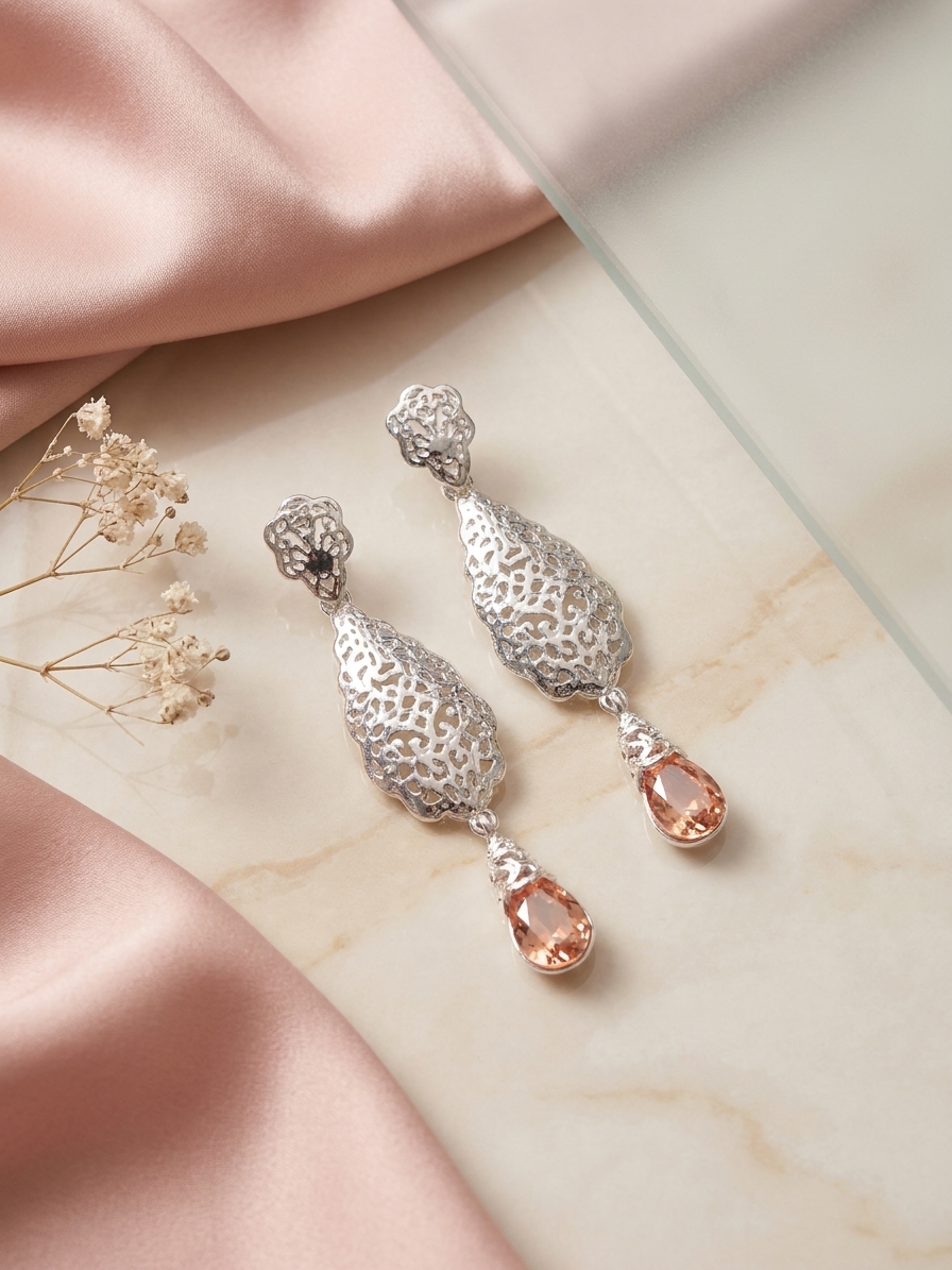 Articulated Filigree Statement Earrings Nude - lifestyle