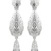 Articulated Filigree Statement Earrings White - packshot fond blanc