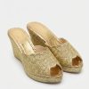 Cherbile Embroidered Wedge Mules Gold - packshot fond blanc