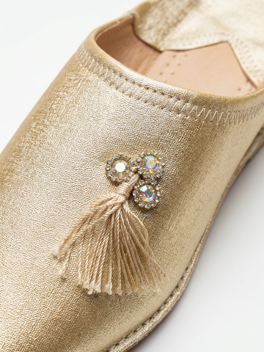 cherbile-perle-embellished-babouche-gold-detail-snp2867 Cherbile Perle Embellished Babouche Gold - zoom detail