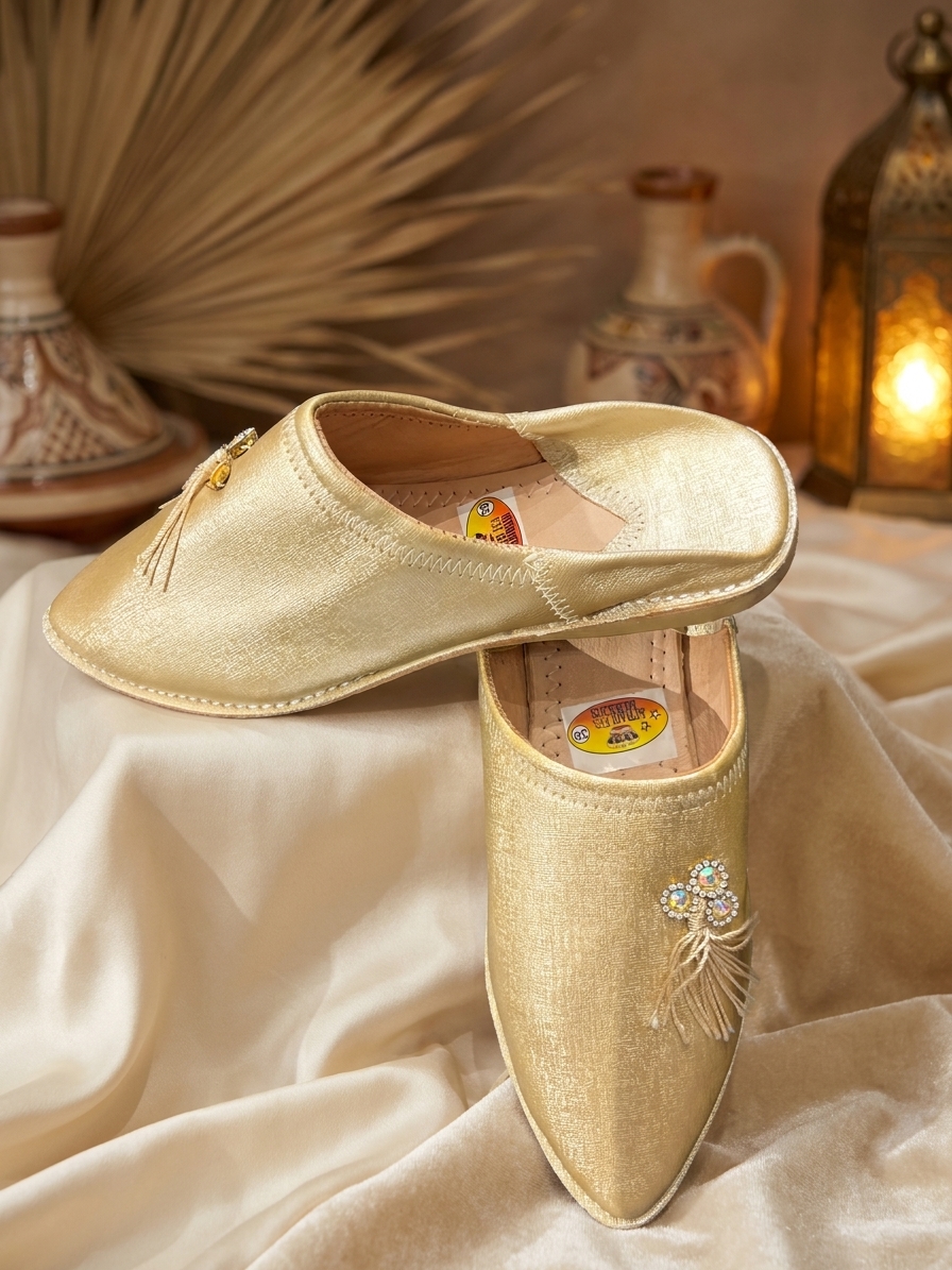 cherbile-perle-embellished-babouche-gold-lifestyle-snp2869 Cherbile Perle Embellished Babouche Gold - lifestyle