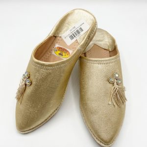 Cherbile Perle Embellished Babouche Gold - packshot fond blanc