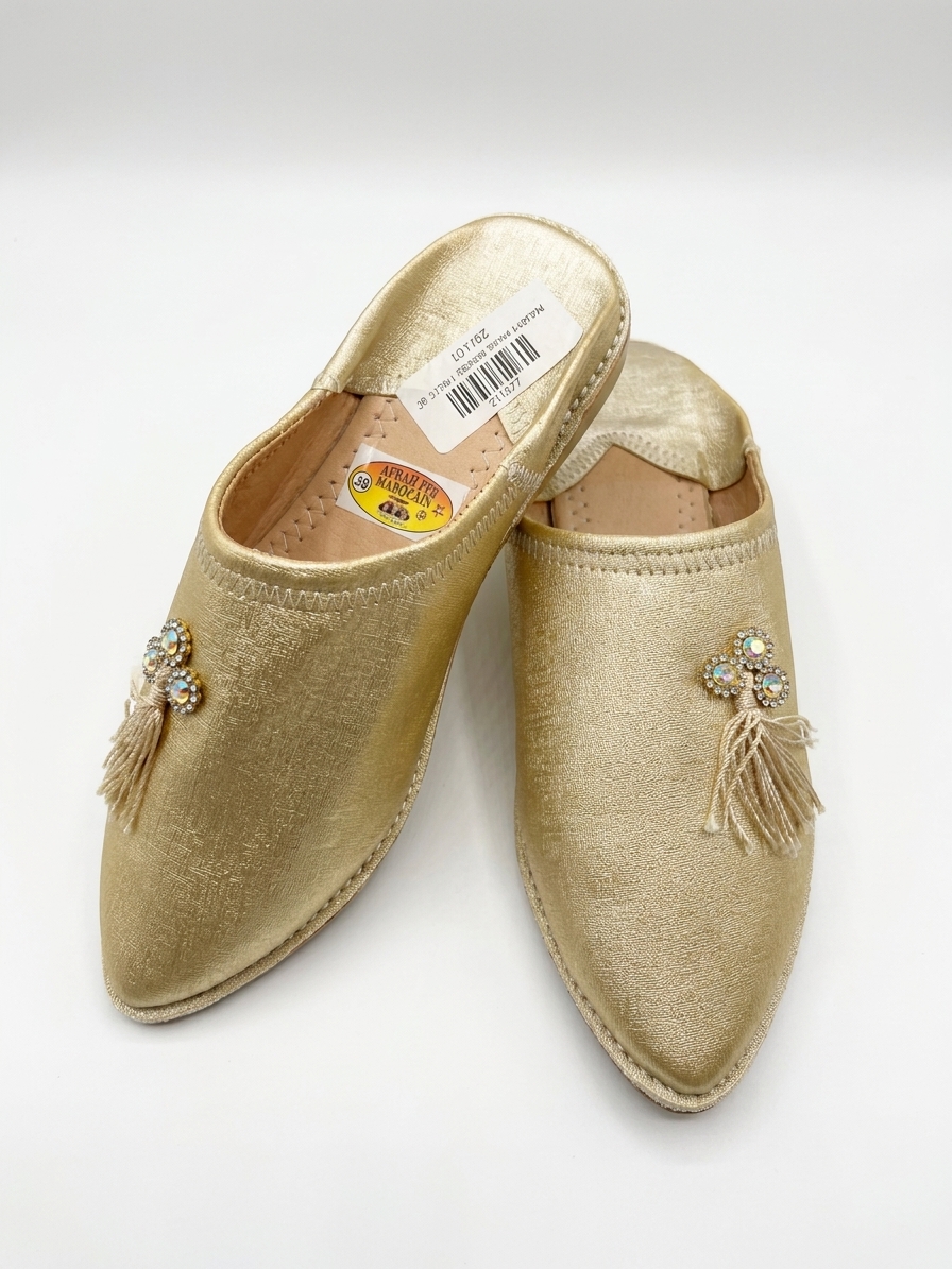 cherbile-perle-embellished-babouche-gold-packshot-snp2870 Cherbile Perle Embellished Babouche Gold - packshot fond blanc
