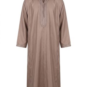 Djellaba Traditionnelle avec Capuche Taupe - packshot fond blanc