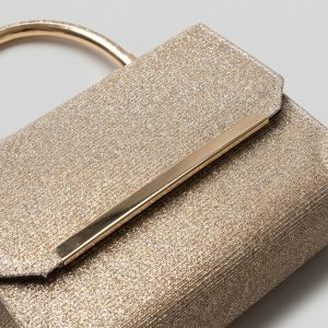 Elegant Asymmetrical Evening Clutch Bronze - zoom detail